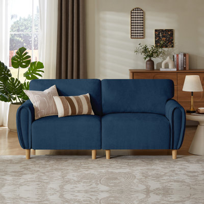 Grand canapé en chenille moderne, petite causeuse pour petit espace - bleu