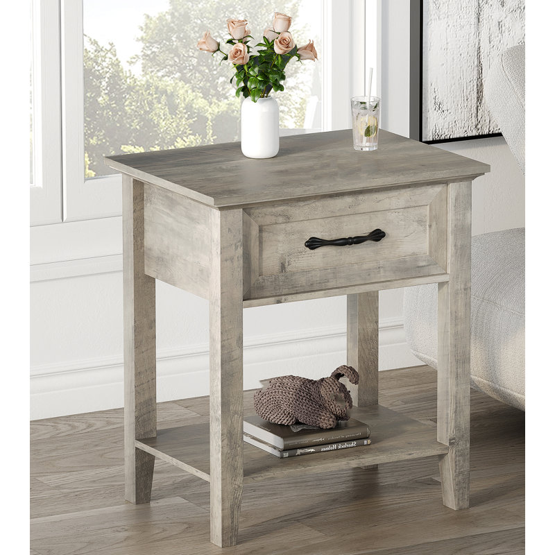 50cm W Manufactured Wood Bedside Table, Grey