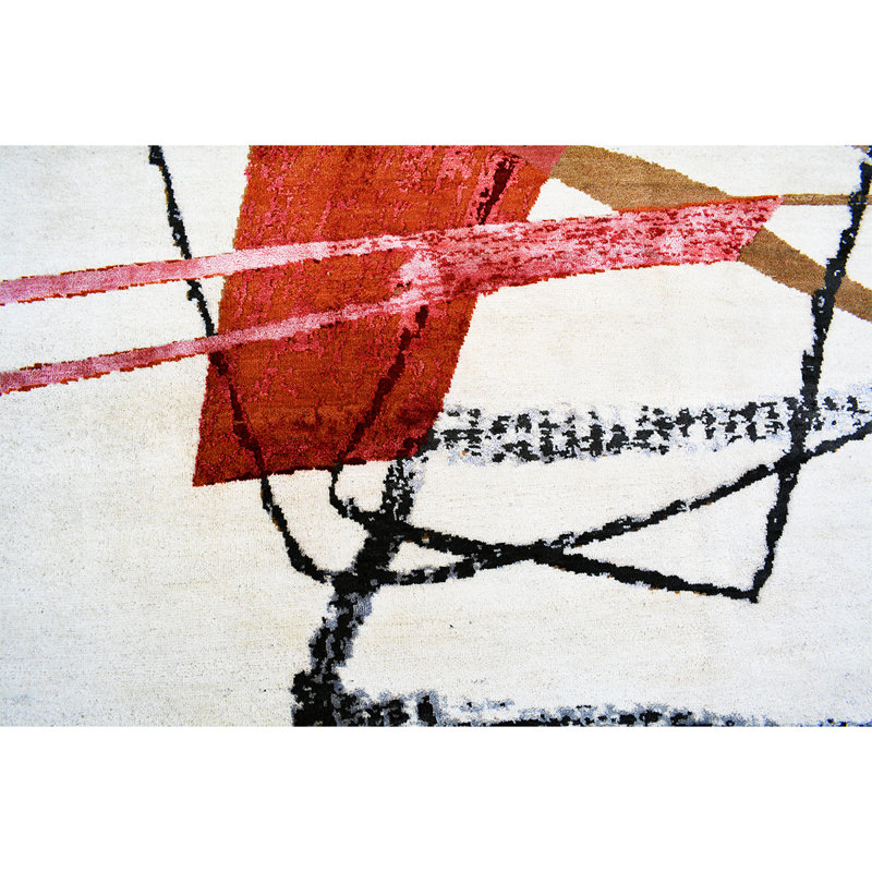 Hand Woven Silk and Wool Area Rug, Rectangle 8' x 10'