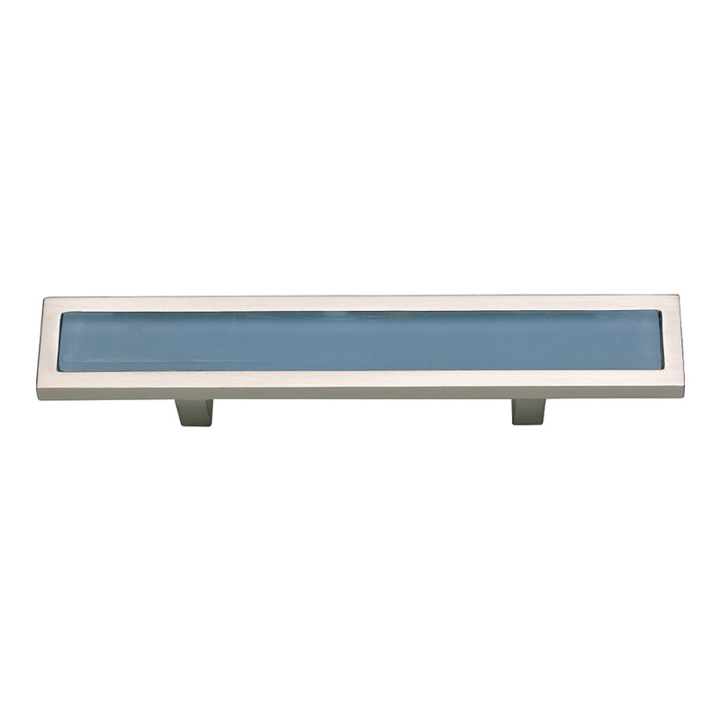 Spa 3" Center to Center Bar Pull, Brushed Nickel/Blue