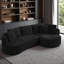 Canapé modulaire incurvé de luxe moderne en L, revêtement en velours côtelé, surface capitonnée, aucun assemblage requis, 4 sièges-2088270781