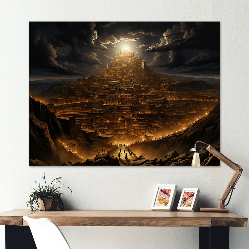 Judaïsme, Mont Moriah, sommet sacré, mystère clair de lune I sur toile, Toile tendue, H 24 po x l 32 po x P 1 po