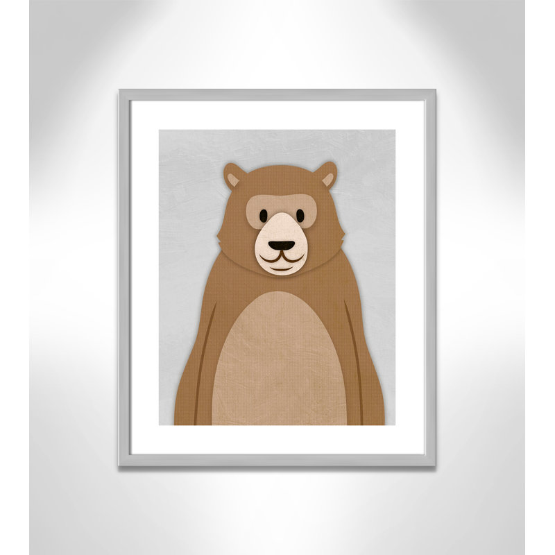 Adhésif décoratif Cheery Bear, 24.5" H x 20.5" W x 1.18" D, Encadré de boîte argent