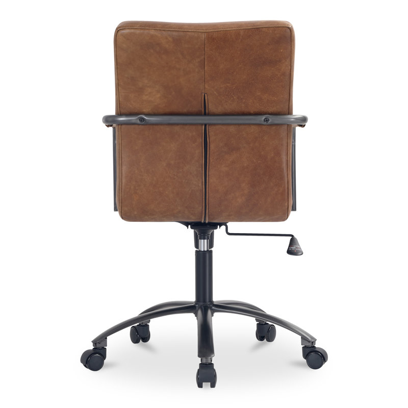 Roy Leather Swivel Office Chair, Brown