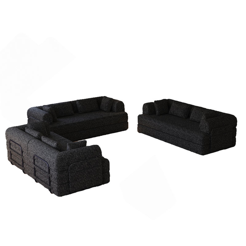 Canapé-lit convertible de 78,7 pouces avec coussin cylindrique, tissu chenille, canapé-lit pliant avec poche latérale, méridienne, 3 pièces