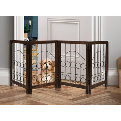 4-Panel Foldable Dog Gate with Circle Design