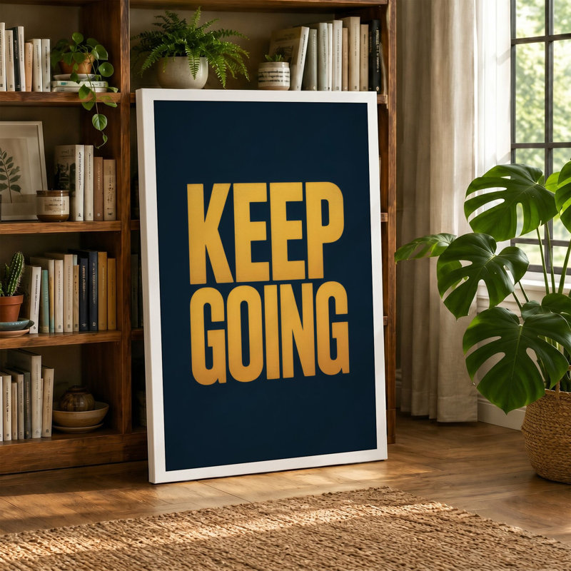 Keep Going Typography 1 Piece Wrapped Canvas Wall Art, 24x16 - 61.0 x 40.6 cm, Terracotta Border