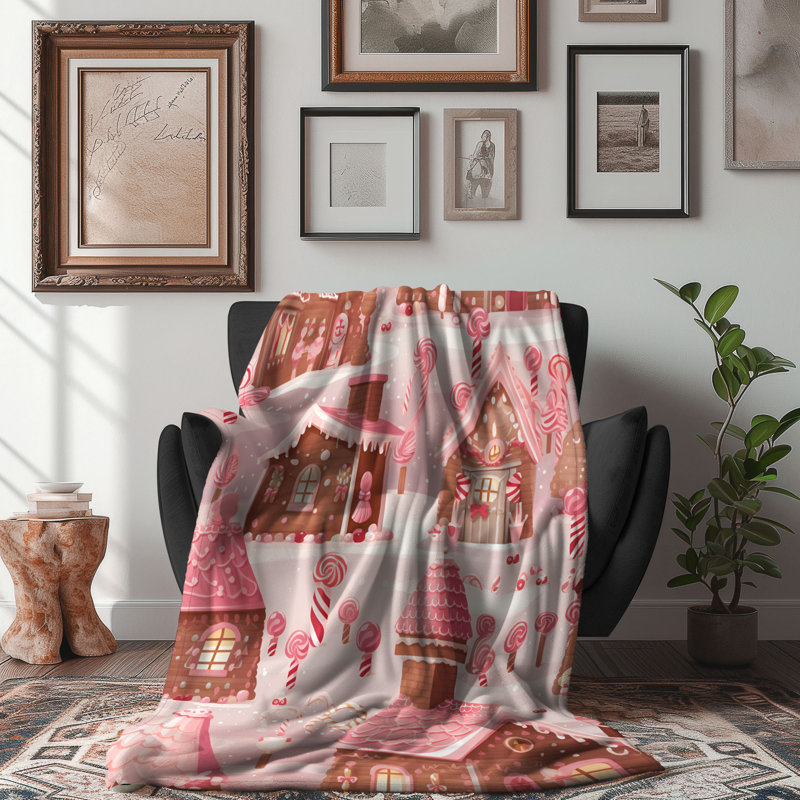 Candy House - Couverture sherpa de qualité supérieure 1 pièce, L 50 po x L 60 po