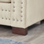Velours rembourré de conception moderne abricot, accoudoir carré avec clous argentés, structure en bois massif, siège confortable à ressorts et en mousse, housses de coussin amovibles, décoration de clous pour accoudoirs de rangement,-1081033675