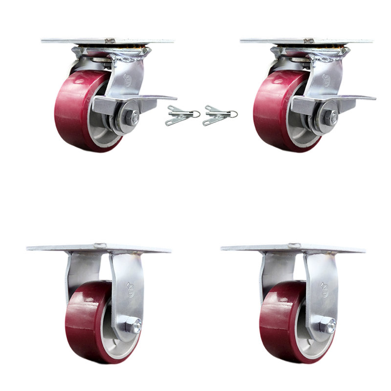 4 Piece Polyurethane on Aluminum Caster Set