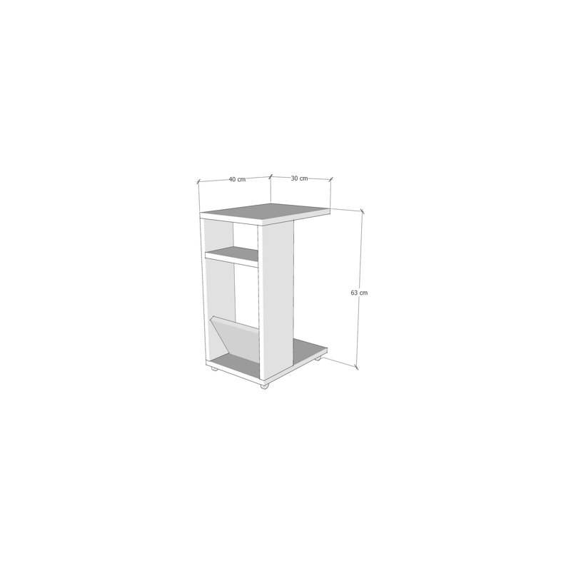 Modern Side Table with Wheeled Legs, 11.8 x 24.8 x 15.7 inches | 100% Melamine Coated Particle Board, Thickness: 0.7 inches | Stylish and Functional for Contemporary Living Spaces, Easy Mobility