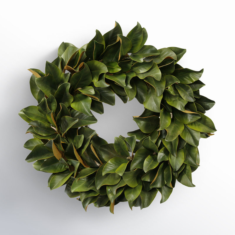 24'' Green Faux Magnolia Leaf Outdoor Wreath