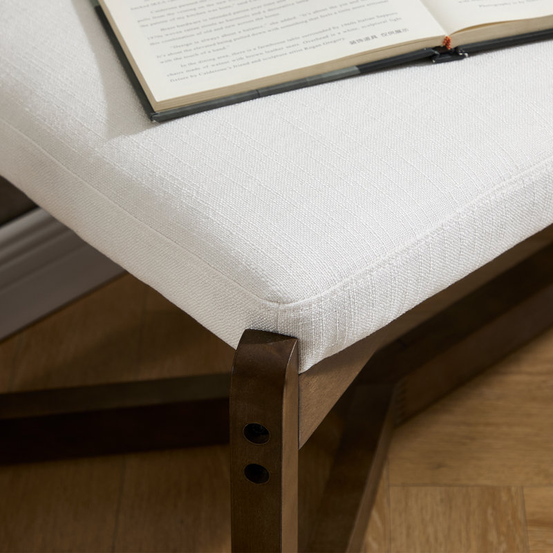 45 Inch Modern Entryway Bench Upholstered Bedroom Bench With Solid Wood Frame With Y-Shaped Foot, Beige