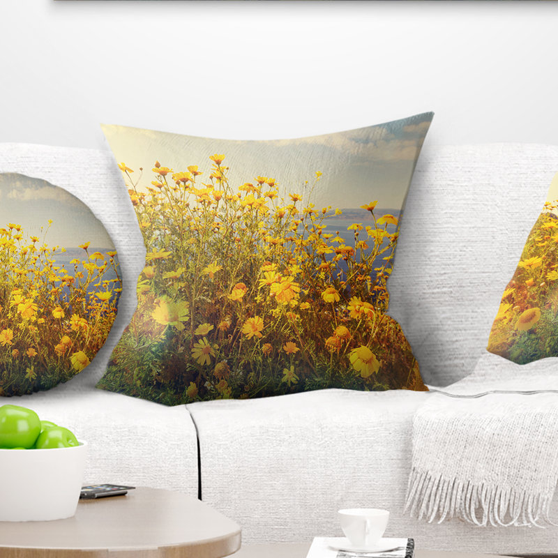 Wild Wild Flowers Meadow - coussin à imprimé floral, 16 po x 1 po, Coussin décoratif