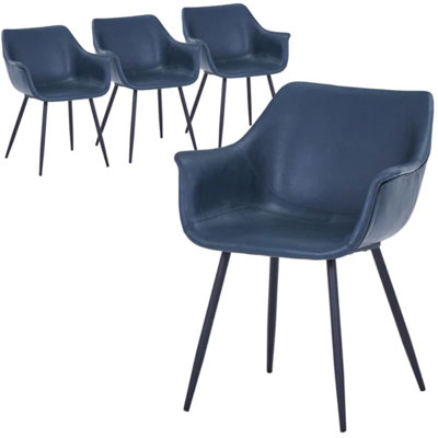 Haglund Leather Dining Chair with Powder-Coated Iron Legs Accent Side Chair Foam Padded Seat Versatile Kitchen Chair for Modern Home and Kitchen