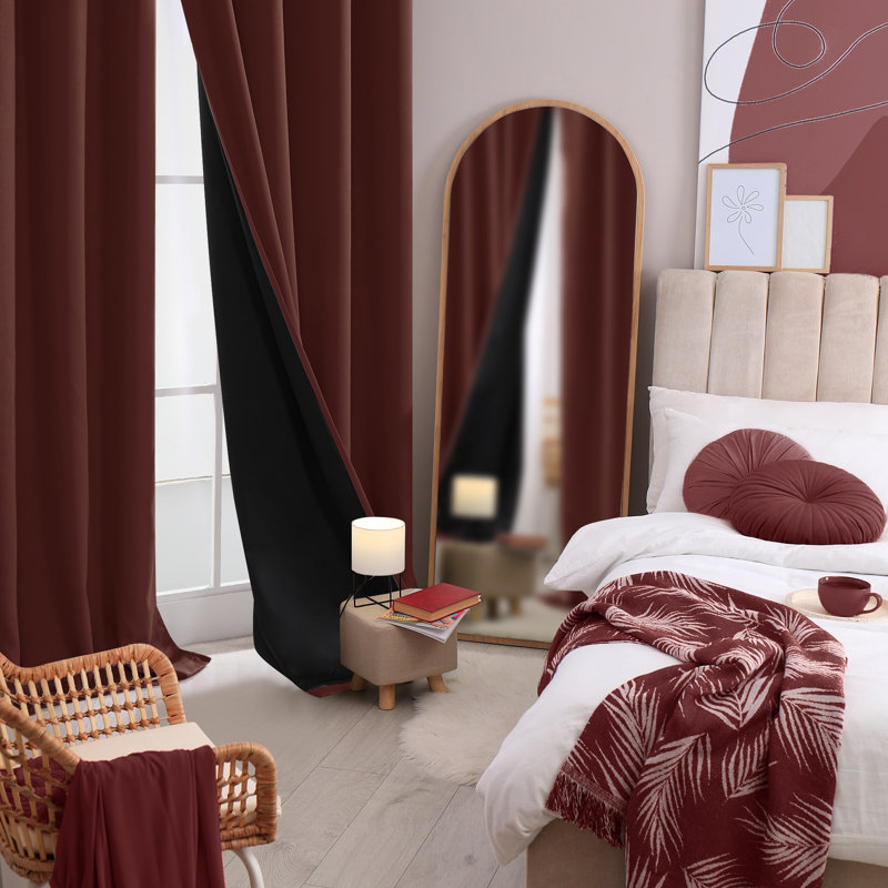 Deconovo 100% Blackout Grommet Curtain Panels with Liner, Thermal Insulated Room Darkening Curtains (Set of 2), 52" W x 54" L