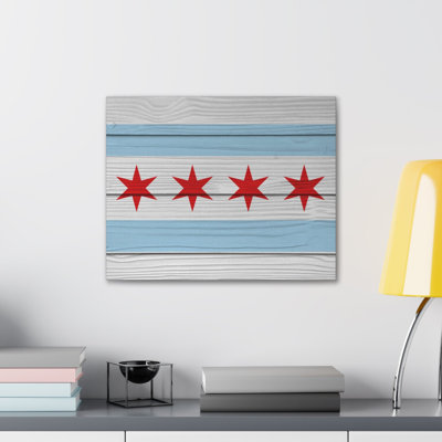 «Wooden Chicago Flag», art mural sur toile