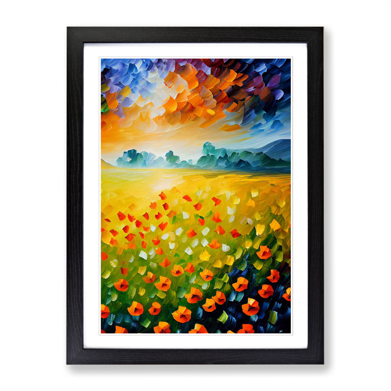 Leonelle Poppy Field Painted Vol.3 - Single Picture Frame Print, Black, 64cm H x 46cm W x 2cm D