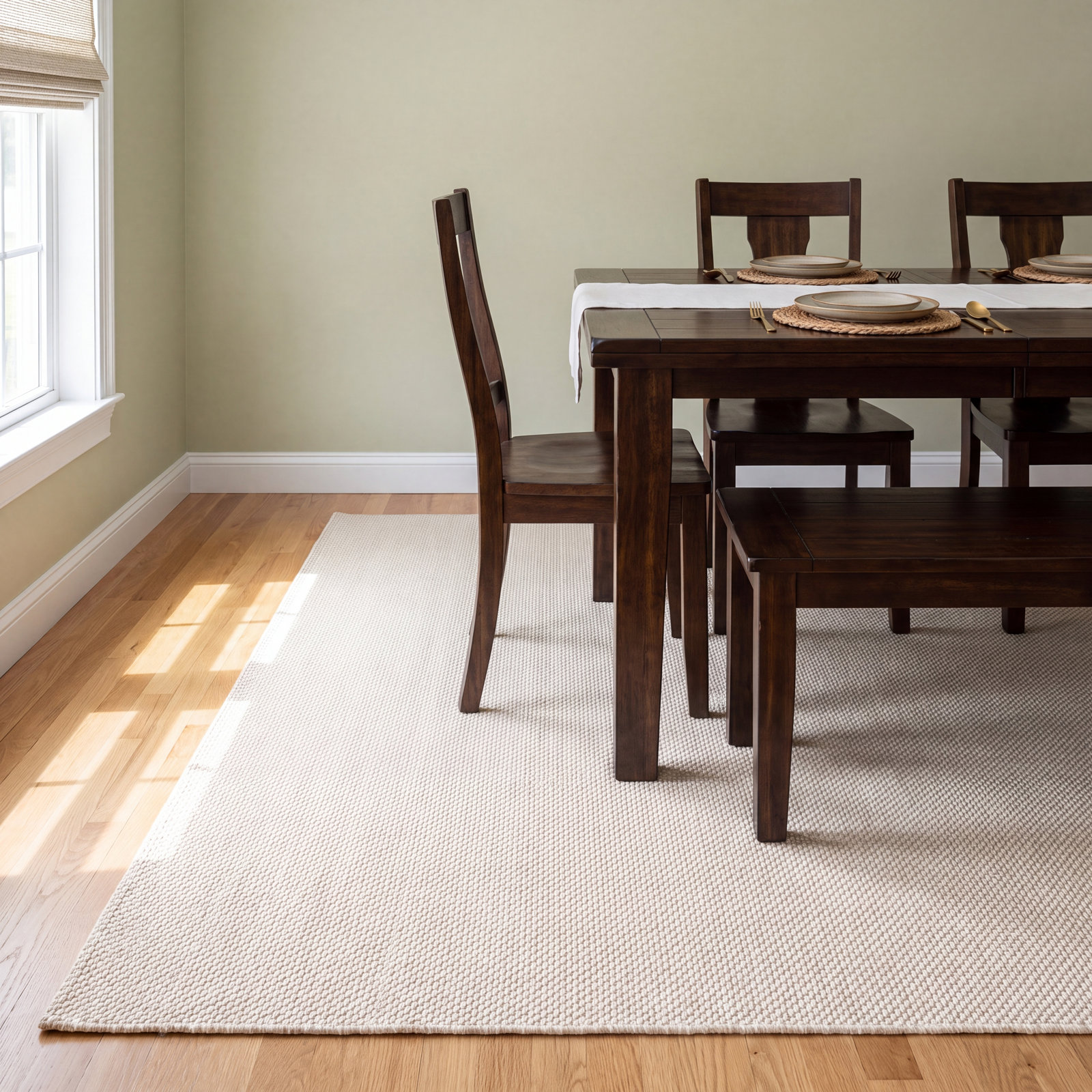 Elle Ivory Hand-Woven Wool Rug, Rectangle 12' x 15'