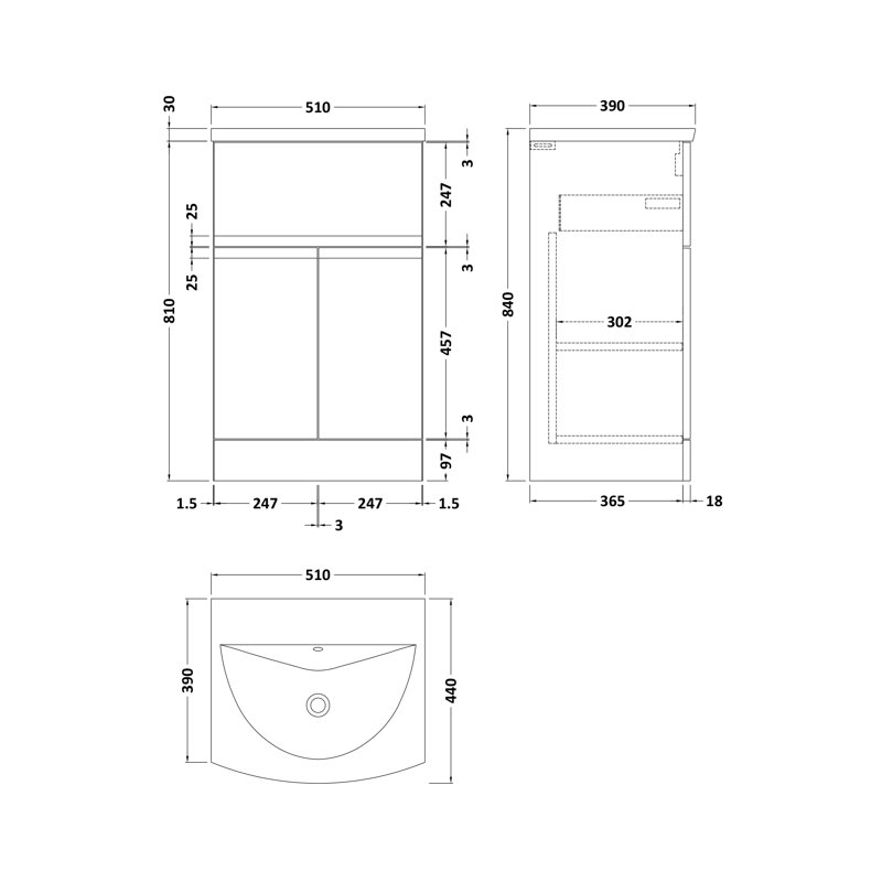 Urban 510mm Single Bathroom Vanity with Integrated Vitreous China Basin, Satin Green