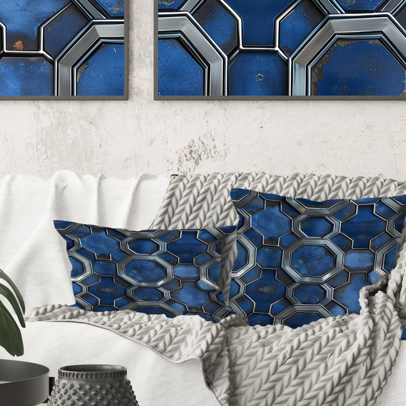 Coussin bleu argenté Midcentury Midcentury, H 18 po x l 18 po