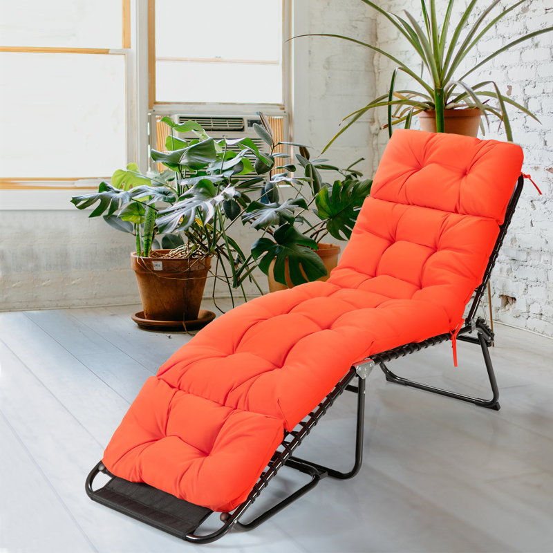 Set of 4 73'' Lounge Chaise Cushion Padded Recliner Cushion Red-Orange, Orange, 4