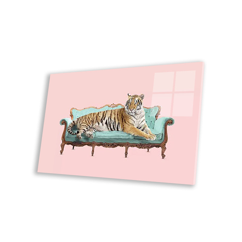 Impression de tigre paresseux sur verre acrylique, H 24 po x l 16 po x P 0,25 po