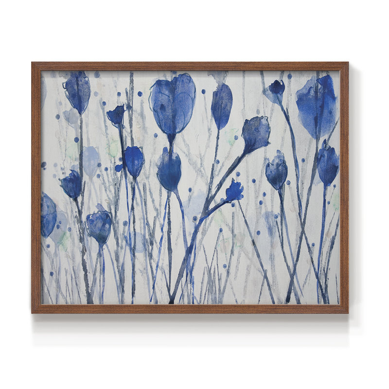 Blue Day Garden -Framed Print - Restickable, 16" H x 20" W, Walnut