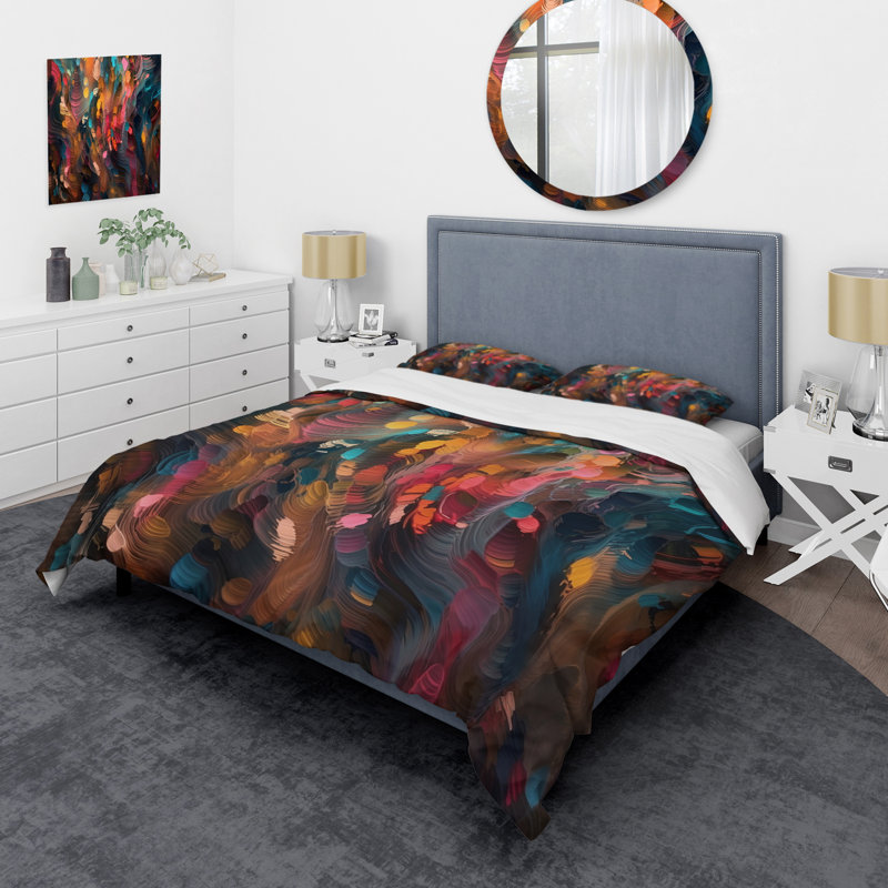 Ensemble de housse de couette Random Swirls, Housse de couette simple + 1 taie décorative stan