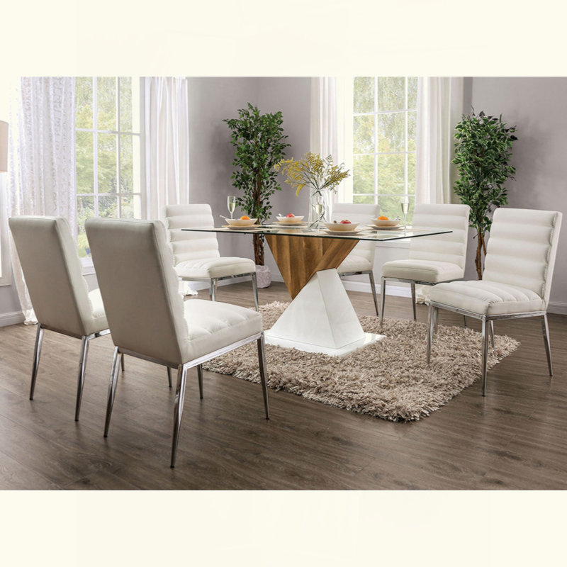 Ensemble de 2 chaises d'appoint en similicuir et en métal blanc et chrome