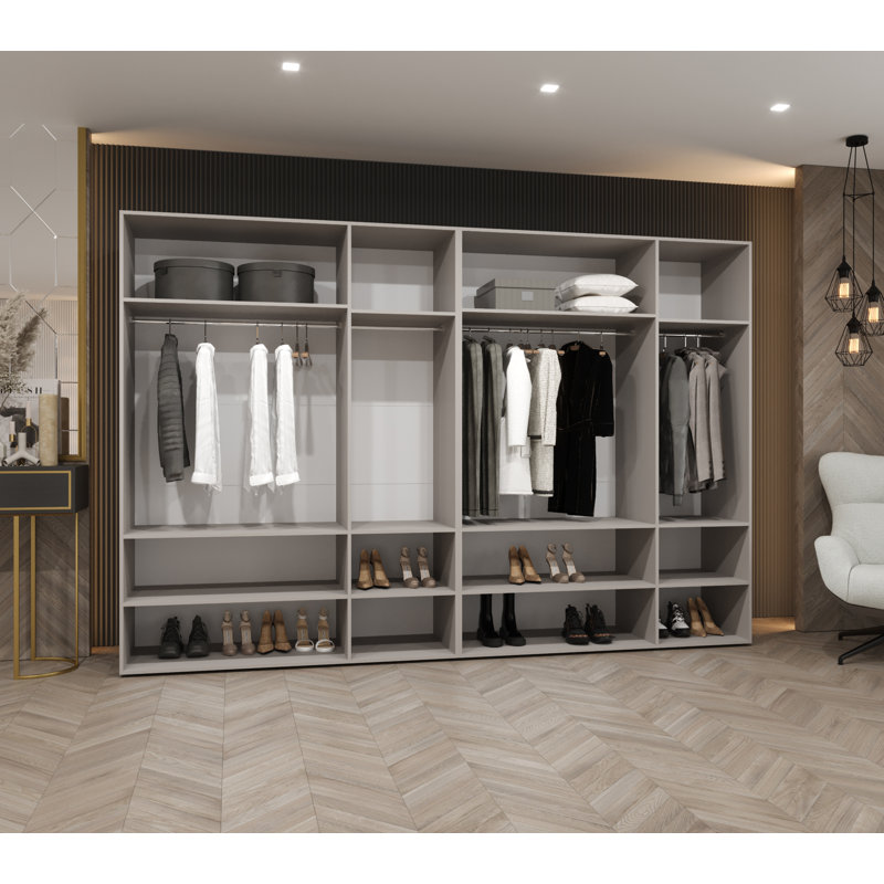 Manufactured Wood Wardrobe, black matt + handles: cashmere