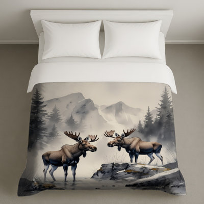 Moose In Mountain Landscape Duvet Covers