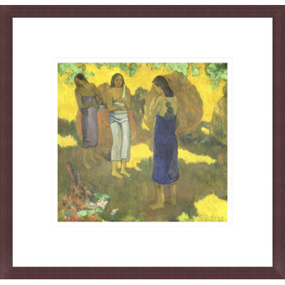 Trois femmes de Tahiti sur un fond par Paul Gauguin - Reproduction giclée encadrée