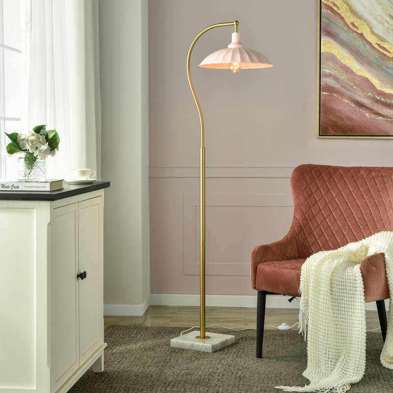 Tamara Day for Stylecraft Penelope Floor Lamp - Marble & Polished Brass, Glossy Pink