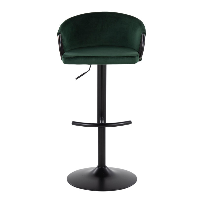 Swivel Upholstered Adjustable Height Counter Stool with Metal Frame, Green/Black