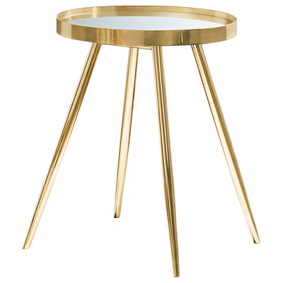 Round Mirror Top End Side Table