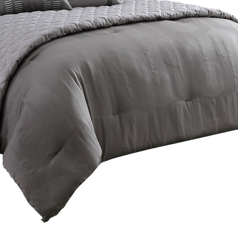  Ensemble d'édredon 10 pièces en microfibre grise, Édredon pour très grand lit + 9 pièces supplém