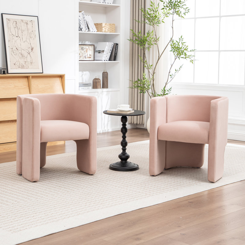Jaimyn Upholstered Barrel Chair, Pink Velvet