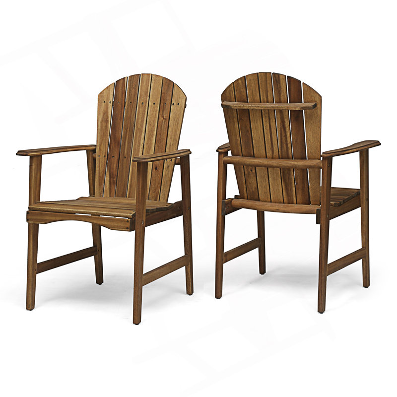 Set Of 2 Outdoor Weather Resistant Adirondack Dining Chairs, Natural