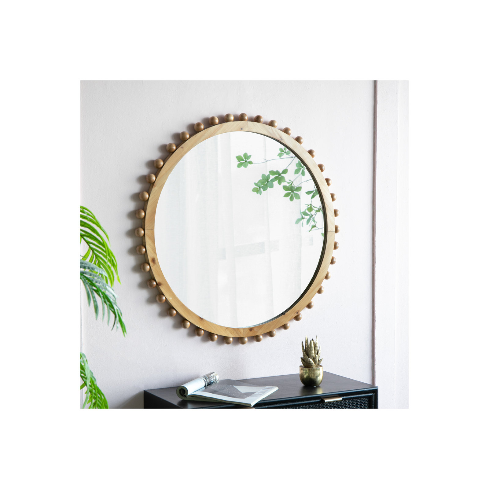 Estrella Solid Wood Round Mirror