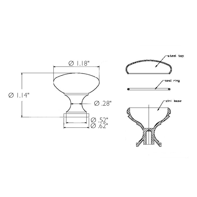 1 1/4" Diameter Mushroom Knob Multipack