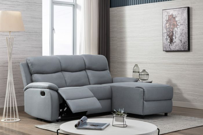 Boa Reclining Corner Sofa, Grey, Right Hand Facing