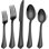 30 Piece Black Silverware Set For 6 People