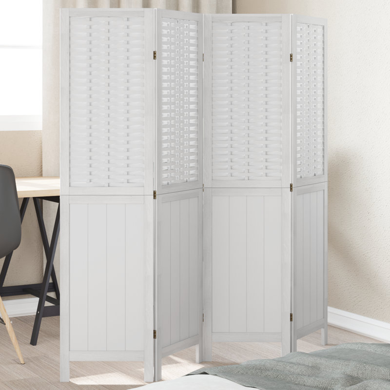 Farnum Solid Wood Accent Room Divider, 160cm H x 145cm W, White