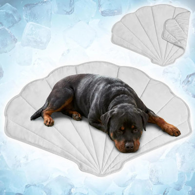 Grand tapis de refroidissement pour chien, coussin pour animaux en forme de feuille de ginkgo avec nylon rafraîchissant et molleton doux, couverture toutes saisons réversible Q-Max 0,4 pour chiens et chats, 51 po x 59 po