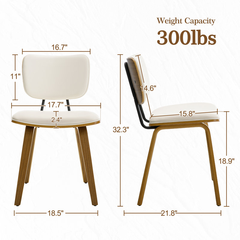 Faux Leather Upholstered Side Chair Dining Chair And Walnut Wood Finish, 4, White