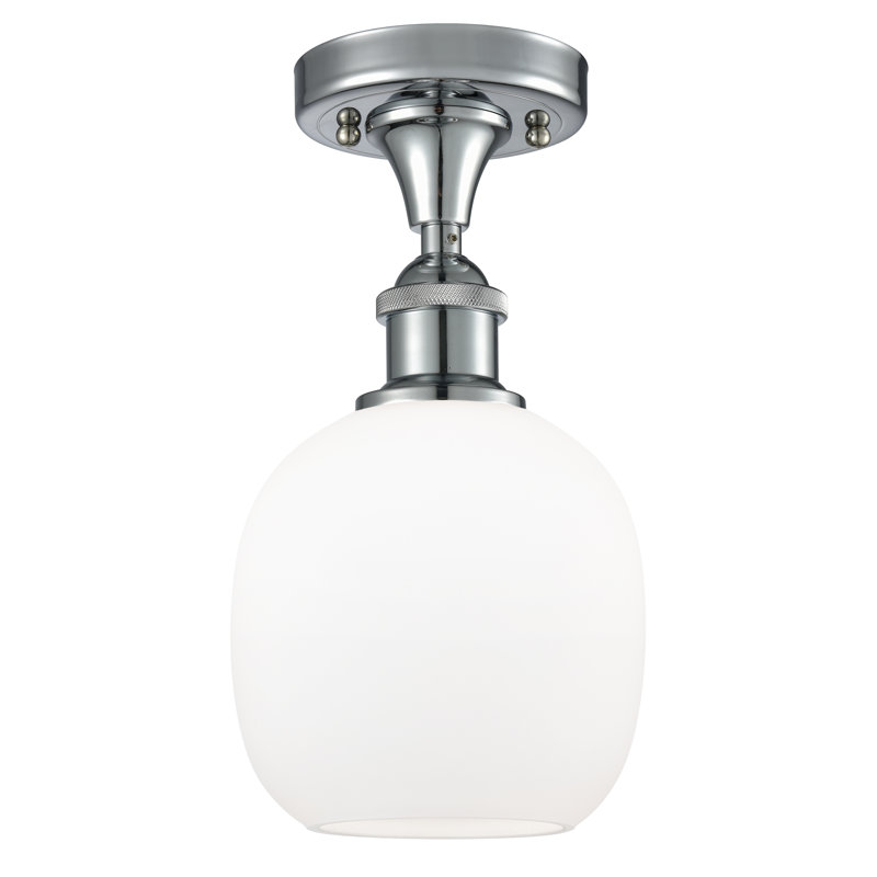 Plafonnier semi-encastré sphérique 1 lumière Carlucci, Chrome poli, Ampoule DEL 6 watts Vinage, Blanc mat