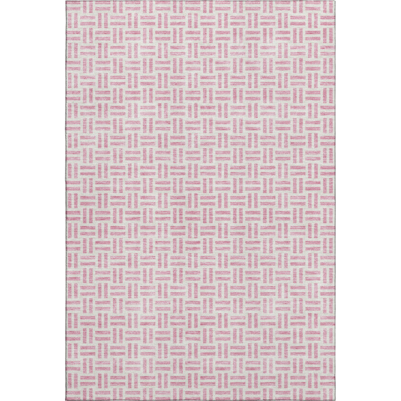 Premium Machine Washable Prisco Pink Rug, Rectangle 5' x 7'6"