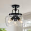 Plafonnier semi-encastré 3 lumières en verre transparent Farmhouse