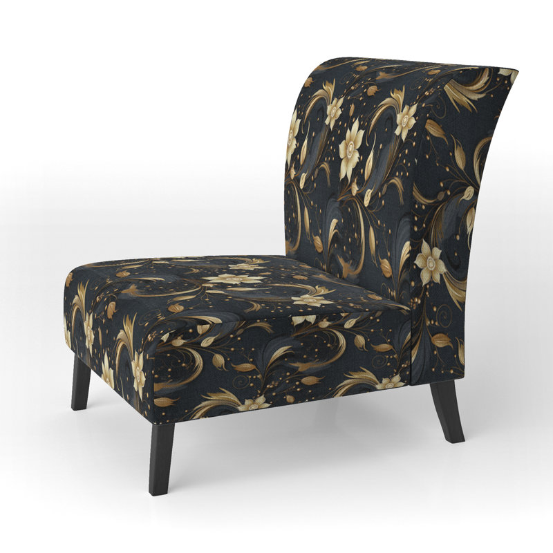 Fauteuil de chambre rembourré noir et doré Intrigue Elegance I
